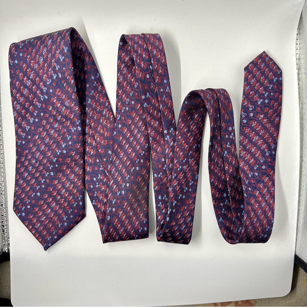 Minar Janpath New Delhi Handloom Silk Classic Tie, Jewel Tones Geometric - Picture 5 of 6